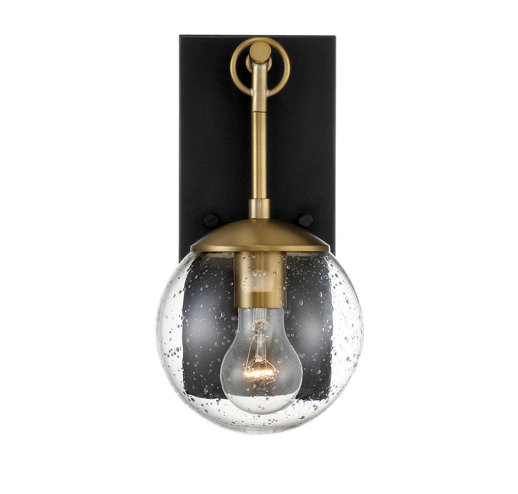 Meridian M50029ORBNB One Light Outdoor Wall Sconce, Oil Rubbed Bronze with Natural Brass