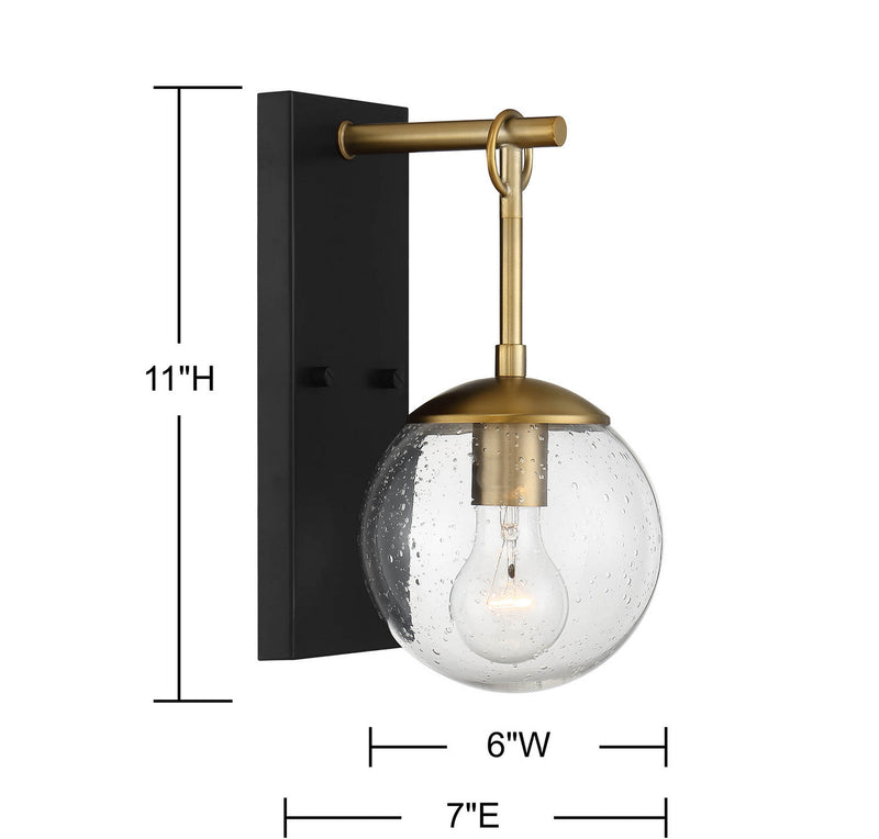 Meridian M50029ORBNB One Light Outdoor Wall Sconce, Oil Rubbed Bronze with Natural Brass