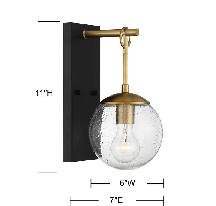 Meridian M50029ORBNB One Light Outdoor Wall Sconce, Oil Rubbed Bronze with Natural Brass