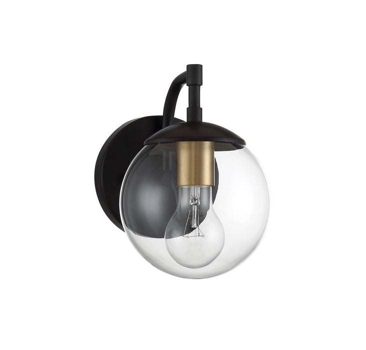 Meridian M50033ORBNB One Light Outdoor Wall Sconce, Oil Rubbed Bronze with Natural Brass