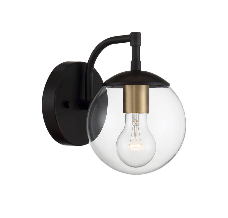 Meridian M50033ORBNB One Light Outdoor Wall Sconce, Oil Rubbed Bronze with Natural Brass