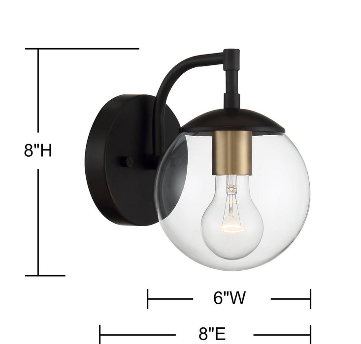 Meridian M50033ORBNB One Light Outdoor Wall Sconce, Oil Rubbed Bronze with Natural Brass