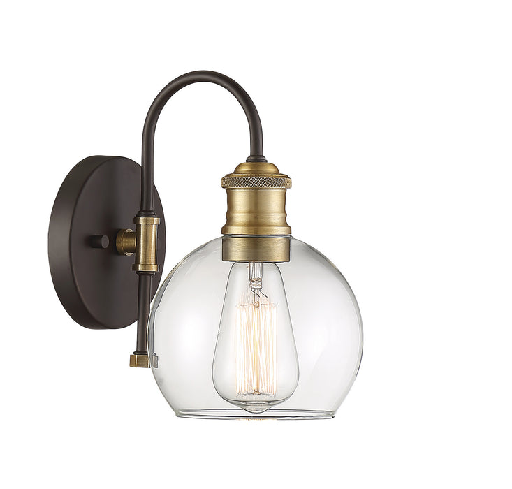 Meridian M50040ORBNB One Light Outdoor Wall Sconce, Oil Rubbed Bronze with Natural Brass