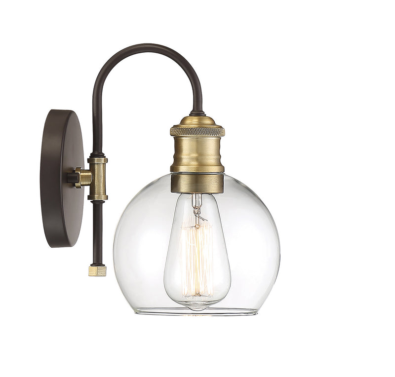 Meridian M50040ORBNB One Light Outdoor Wall Sconce, Oil Rubbed Bronze with Natural Brass