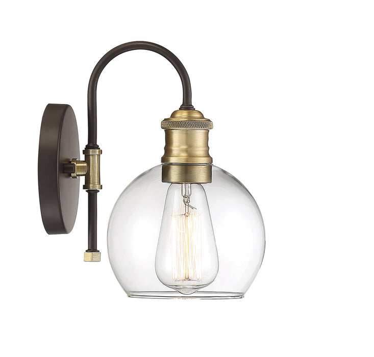 Meridian M50040ORBNB One Light Outdoor Wall Sconce, Oil Rubbed Bronze with Natural Brass
