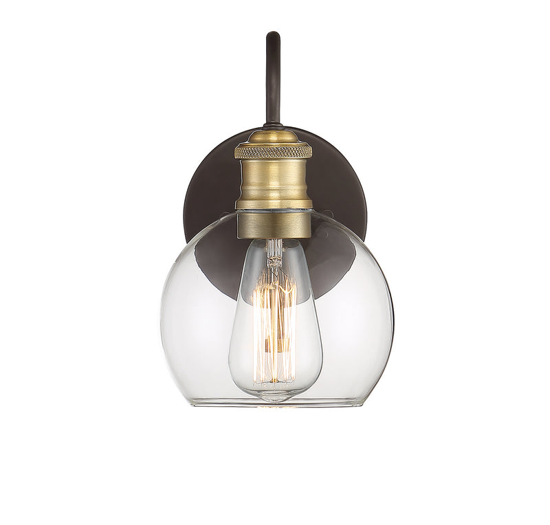 Meridian M50040ORBNB One Light Outdoor Wall Sconce, Oil Rubbed Bronze with Natural Brass