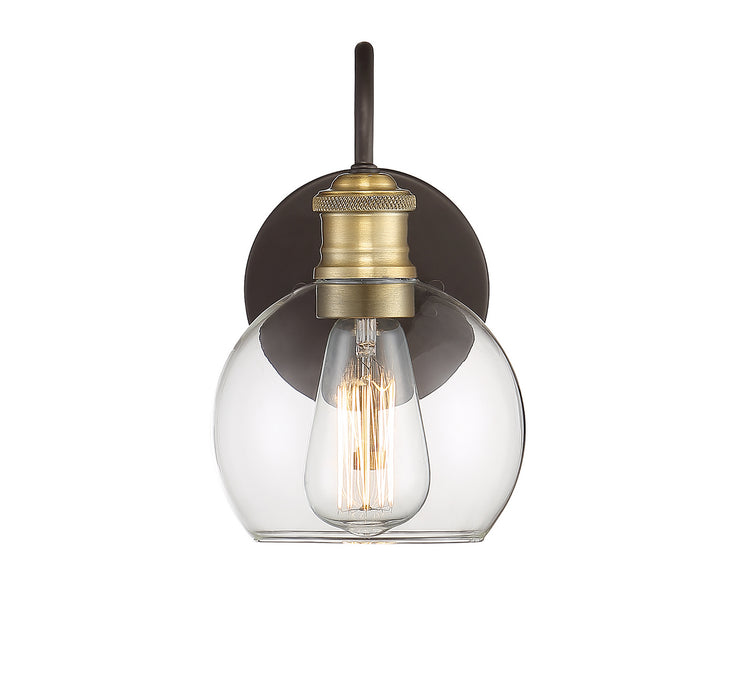 Meridian M50040ORBNB One Light Outdoor Wall Sconce, Oil Rubbed Bronze with Natural Brass