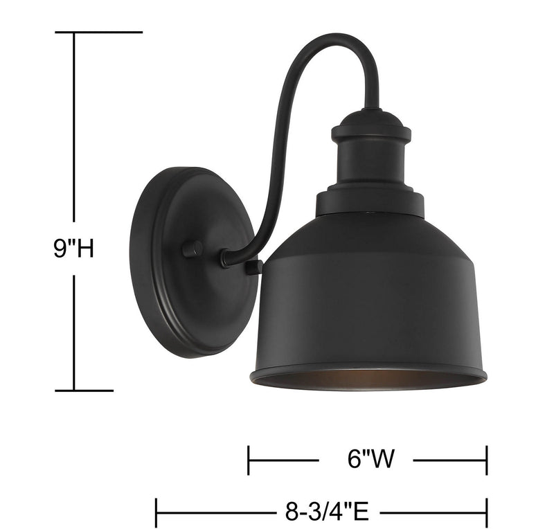 Meridian M50046BK One Light Outdoor Wall Sconce, Matte Black