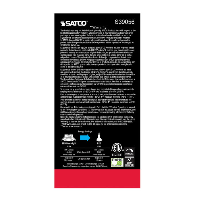 Satco S39056 LED Downlight, White
