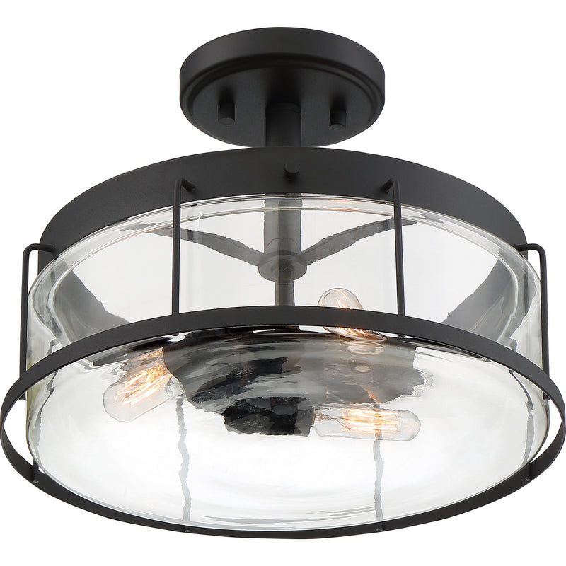 Quoizel LUD1713EK Three Light Semi Flush Mount, Earth Black