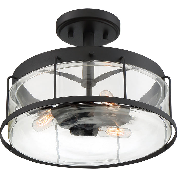 Quoizel LUD1713EK Three Light Semi Flush Mount, Earth Black