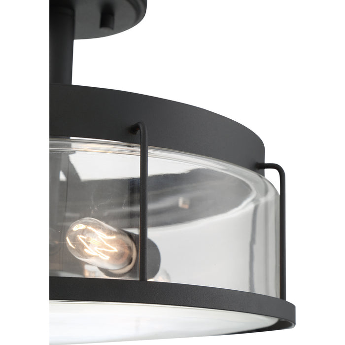 Quoizel LUD1713EK Three Light Semi Flush Mount, Earth Black