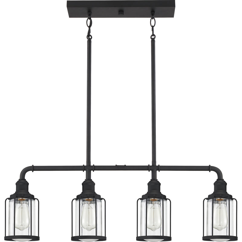 Quoizel LUD434EK Four Light Linear Chandelier, Earth Black