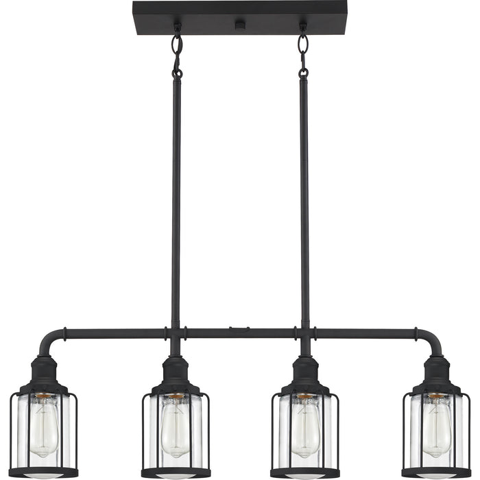Quoizel LUD434EK Four Light Linear Chandelier, Earth Black