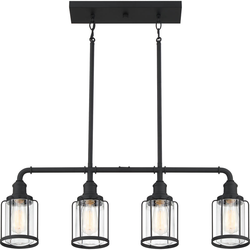 Quoizel LUD434EK Four Light Linear Chandelier, Earth Black