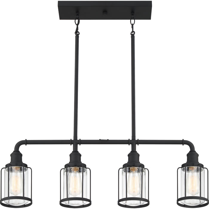 Quoizel LUD434EK Four Light Linear Chandelier, Earth Black