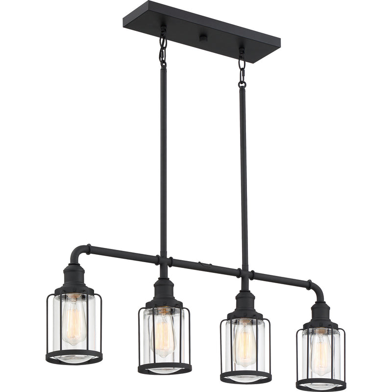 Quoizel LUD434EK Four Light Linear Chandelier, Earth Black