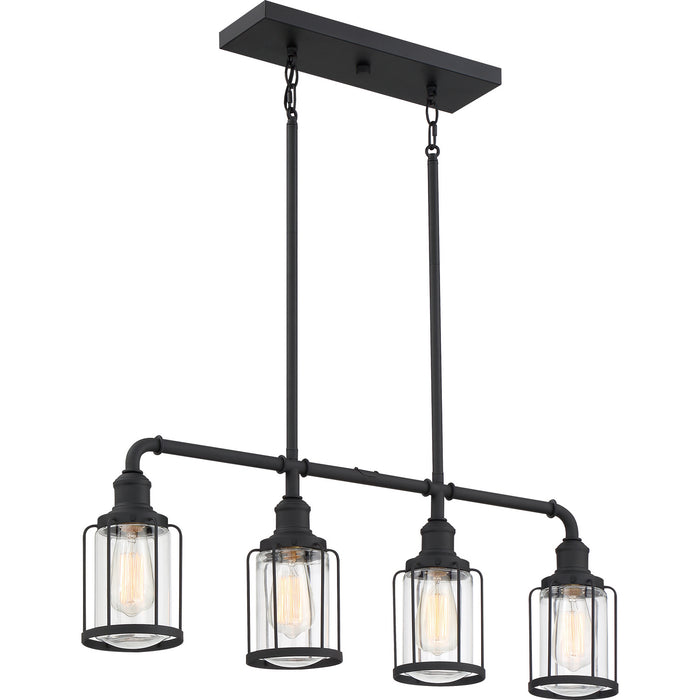 Quoizel LUD434EK Four Light Linear Chandelier, Earth Black