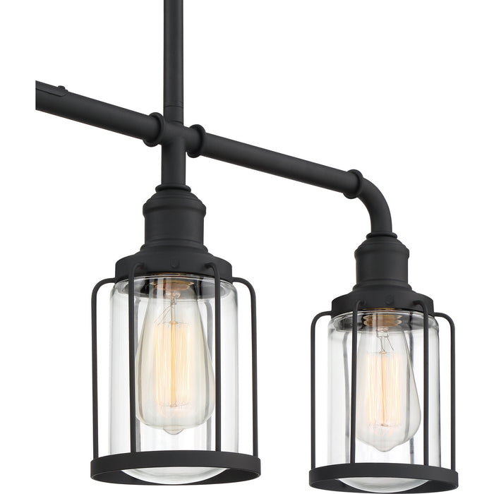 Quoizel LUD434EK Four Light Linear Chandelier, Earth Black