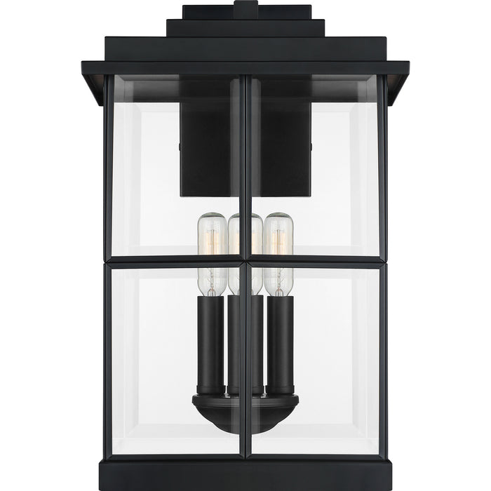 Quoizel MGN8410MBK Three Light Outdoor Wall Lantern, Matte Black