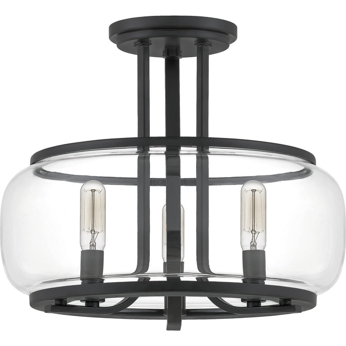 Quoizel PRUC1714MBK Three Light Semi Flush Mount, Matte Black