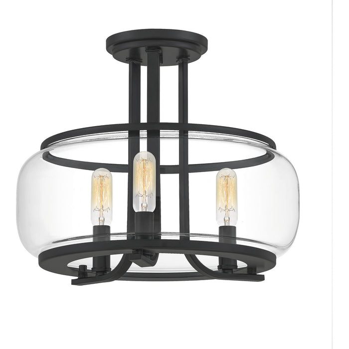 Quoizel PRUC1714MBK Three Light Semi Flush Mount, Matte Black