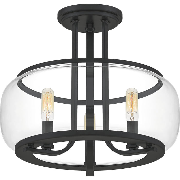 Quoizel PRUC1714MBK Three Light Semi Flush Mount, Matte Black