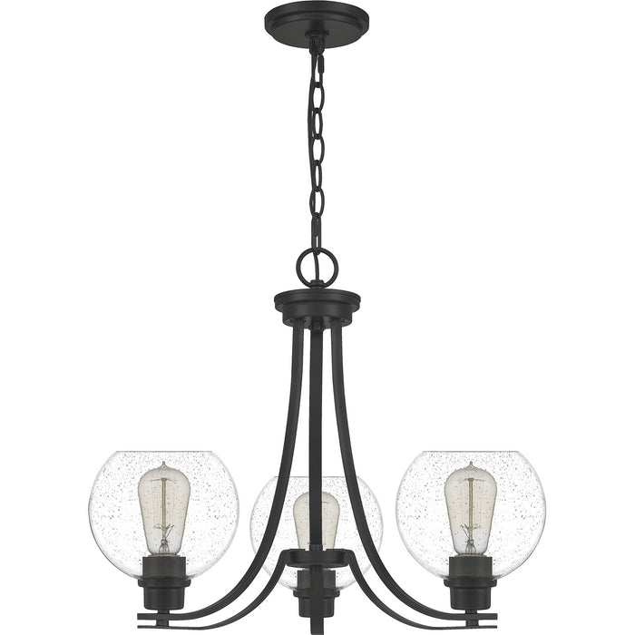Quoizel PRUS5022MBK Three Light Chandelier, Matte Black