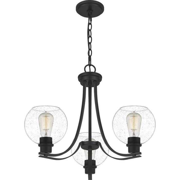 Quoizel PRUS5022MBK Three Light Chandelier, Matte Black