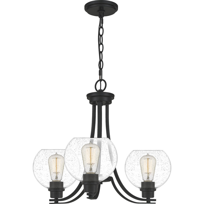 Quoizel PRUS5022MBK Three Light Chandelier, Matte Black
