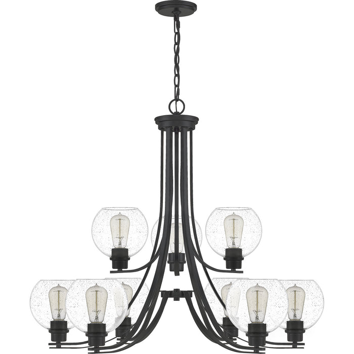 Quoizel PRUS5034MBK Nine Light Chandelier, Matte Black