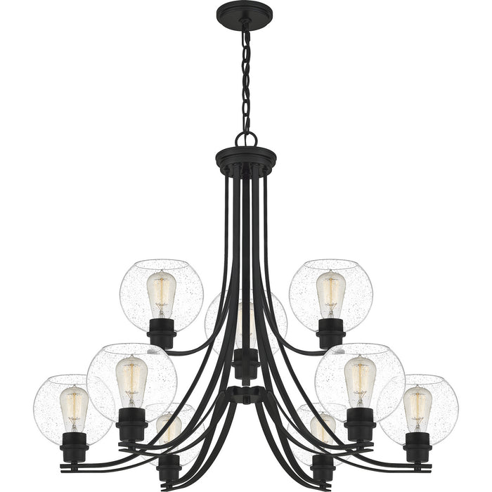 Quoizel PRUS5034MBK Nine Light Chandelier, Matte Black