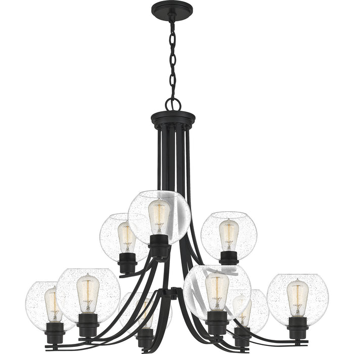 Quoizel PRUS5034MBK Nine Light Chandelier, Matte Black