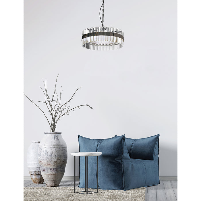 Lucas + McKearn PD9072-60 Nine Light Pendant, Clear and Smokey Chrome