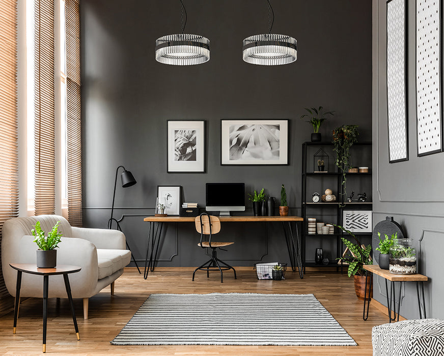 Lucas + McKearn PD9072-60 Nine Light Pendant, Clear and Smokey Chrome