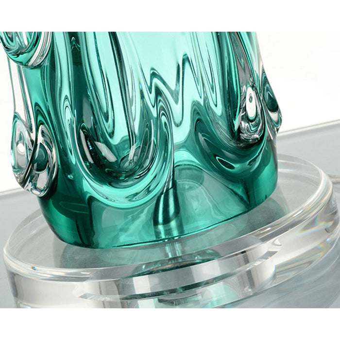 Lucas + McKearn TLG3118 One Light Table Lamp, Clear Blue Glass