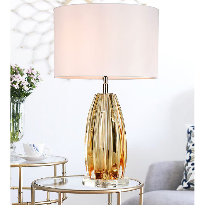 Lucas + McKearn TLG3119 One Light Table Lamp, Clear Amber Glass