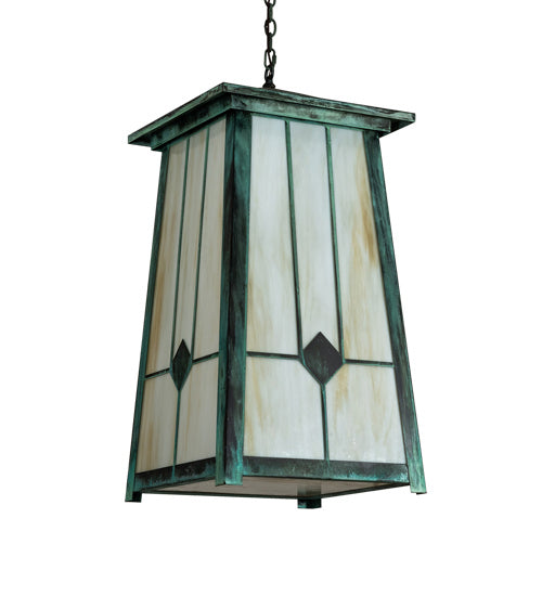 Meyda Tiffany 218696 Four Light Pendant, Craftsman Verdi And Verdi Over Timeless