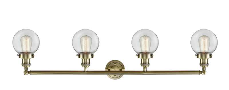 Innovations 215-AB-G202-6 Four Light Bath Vanity, Antique Brass
