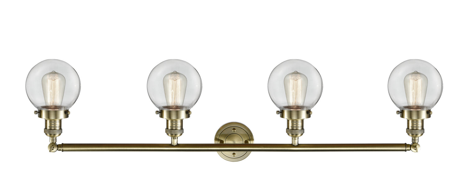 Innovations 215-AB-G202-6 Four Light Bath Vanity, Antique Brass