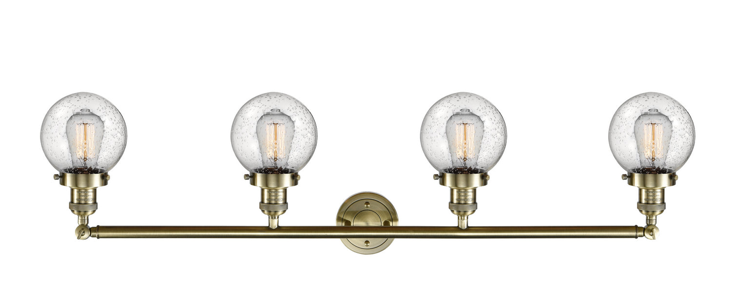 Innovations 215-AB-G204-6 Four Light Bath Vanity, Antique Brass