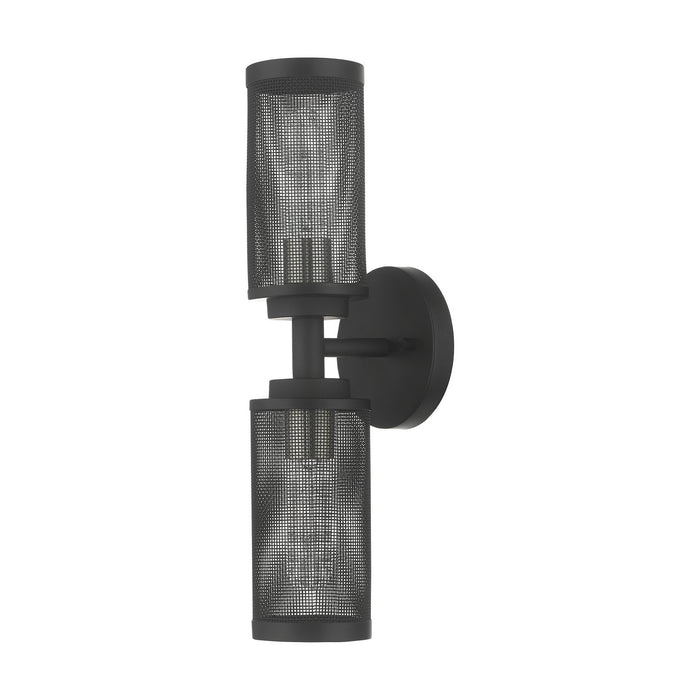 Livex Lighting 14122-04 Two Light Wall Sconce, Black w/ Brushed Nickels