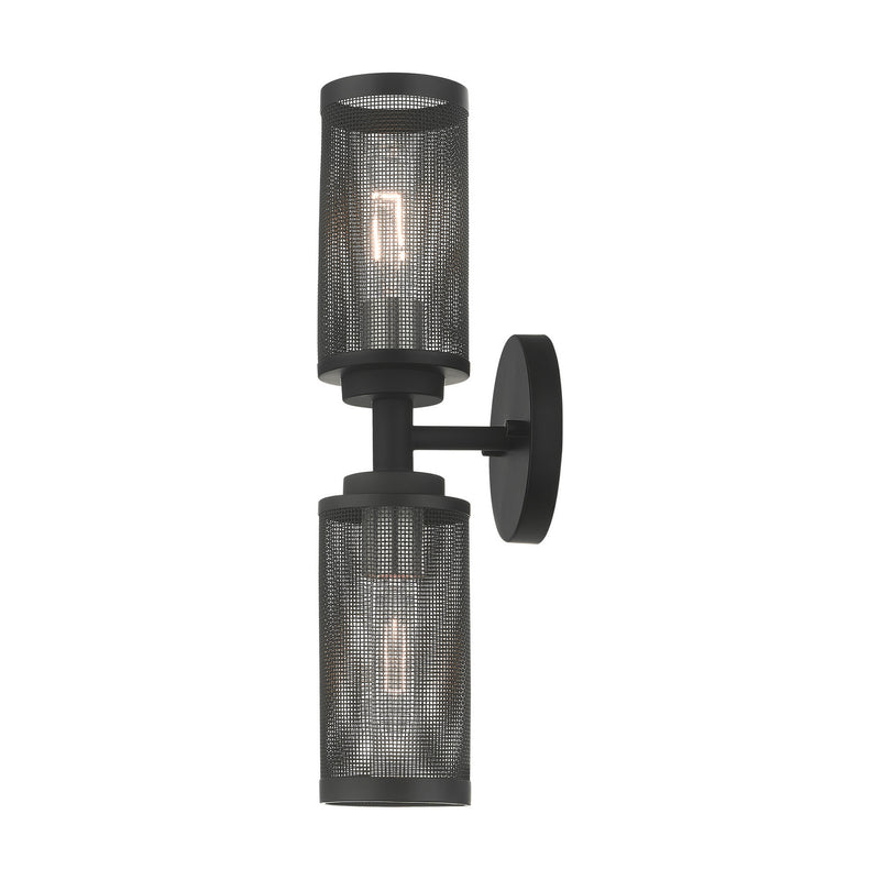 Livex Lighting 14122-04 Two Light Wall Sconce, Black w/ Brushed Nickels