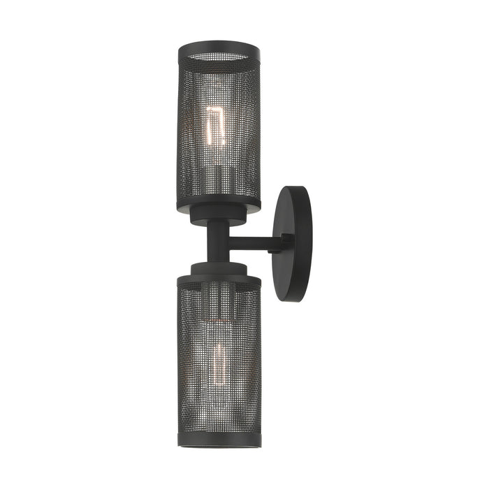 Livex Lighting 14122-04 Two Light Wall Sconce, Black w/ Brushed Nickels