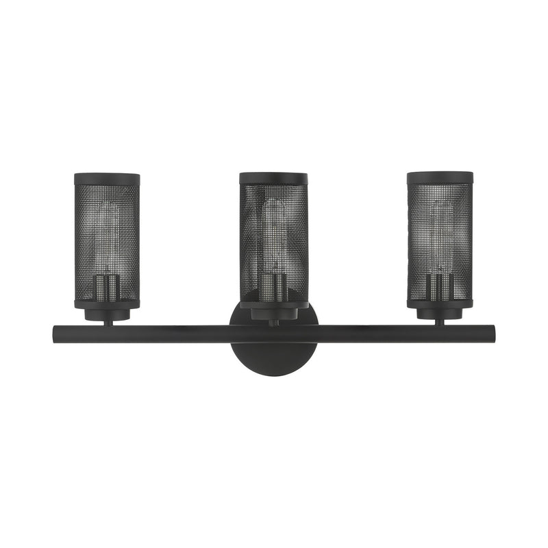 Livex Lighting 14123-04 Three Light Vanity, Black w/ Brushed Nickels