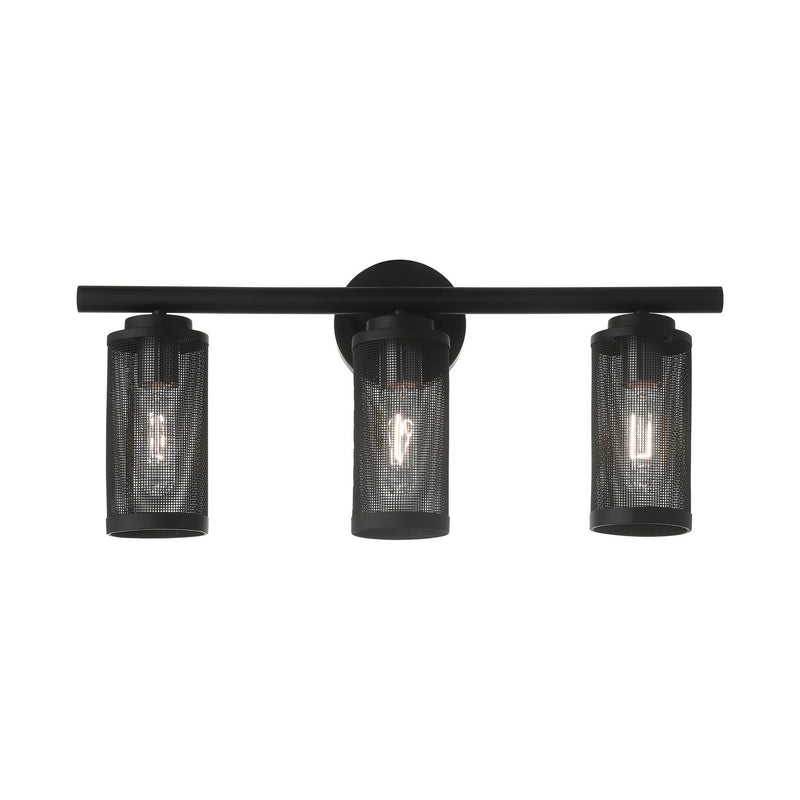 Livex Lighting 14123-04 Three Light Vanity, Black w/ Brushed Nickels