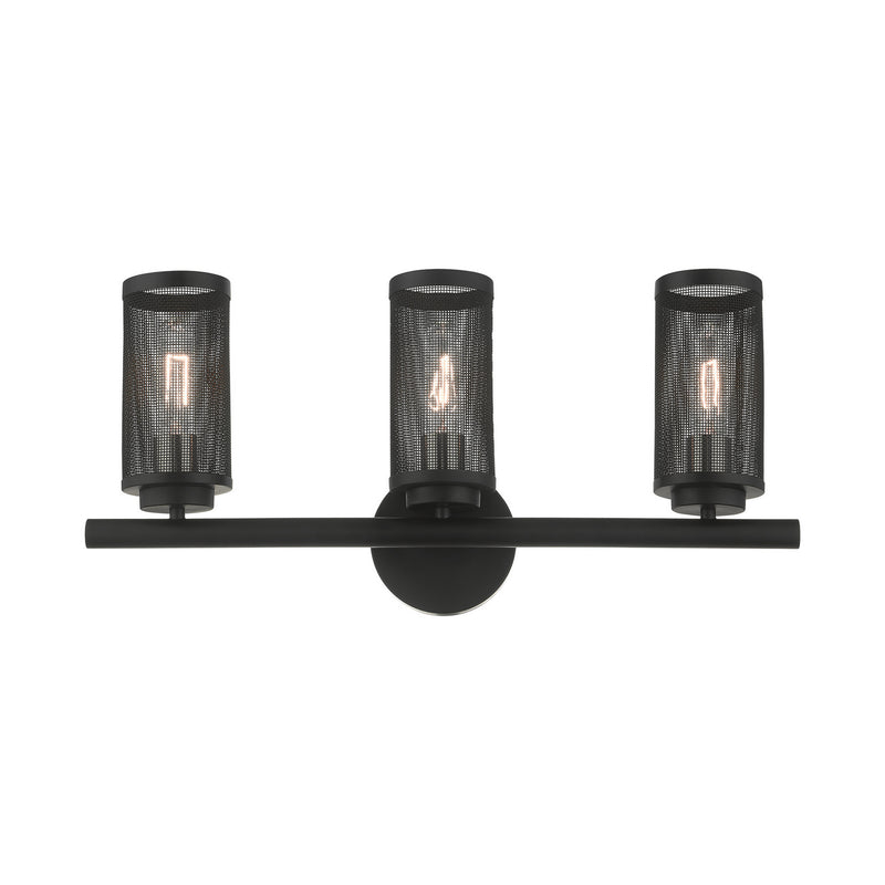 Livex Lighting 14123-04 Three Light Vanity, Black w/ Brushed Nickels