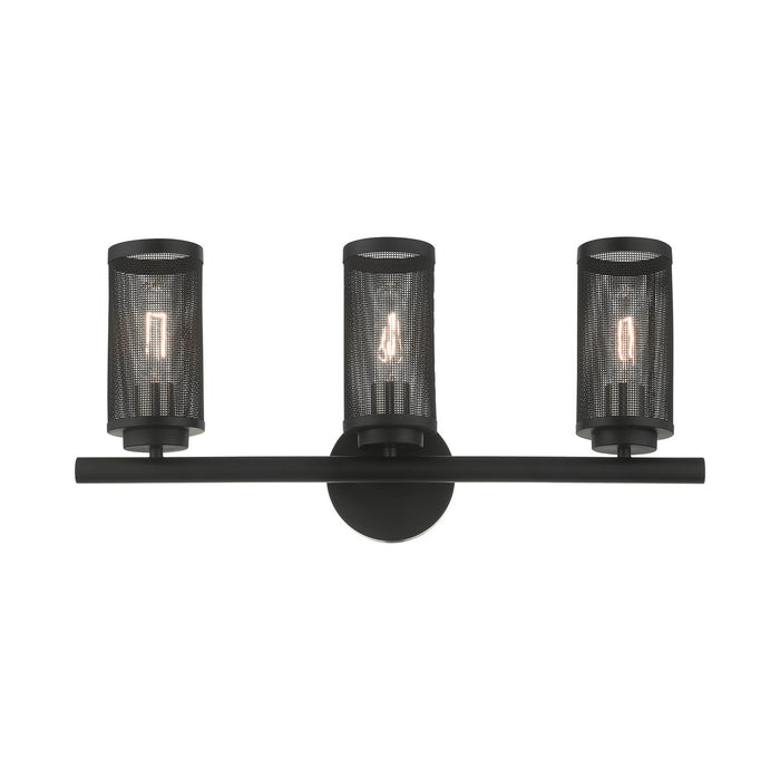 Livex Lighting 14123-04 Three Light Vanity, Black w/ Brushed Nickels