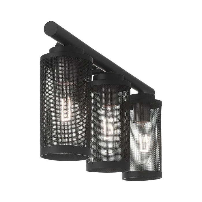 Livex Lighting 14123-04 Three Light Vanity, Black w/ Brushed Nickels