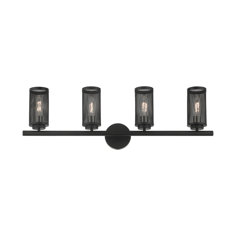 Livex Lighting 14124-04 Four Light Vanity, Black w/ Brushed Nickels